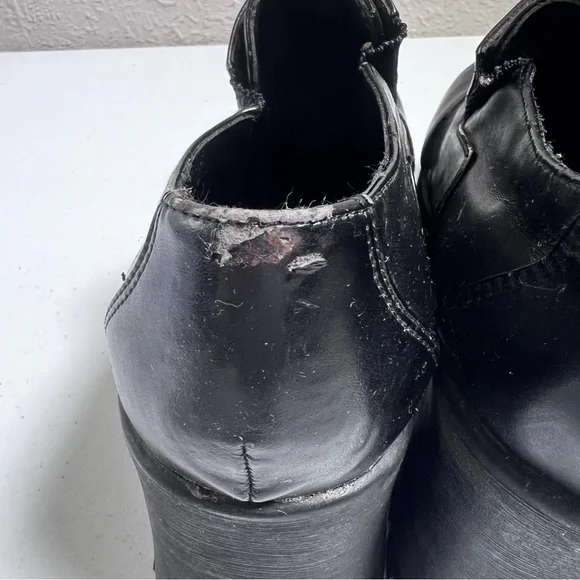 Vintage l.e.i. Black Faux Leather Chunky Block Heel Platform Shoes - Picture 12 of 12